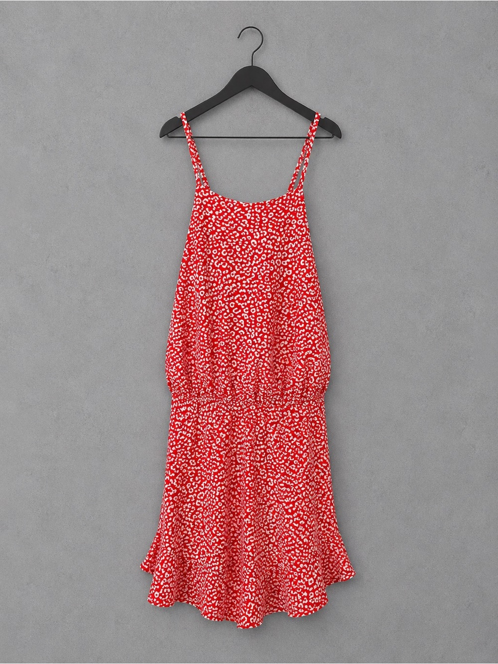 She + Sky Red and White Backless Spaghetti Strap Dress